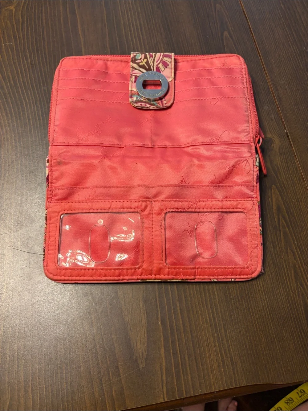 Vera Bradley Pink Quilted Floral Turn-Lock Zip Wallet - Picture 4 of 5
